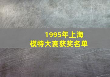 1995年上海模特大赛获奖名单