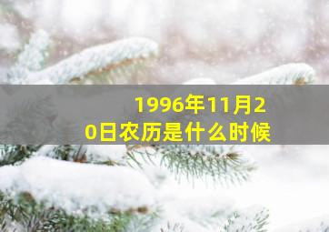 1996年11月20日农历是什么时候