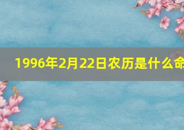 1996年2月22日农历是什么命