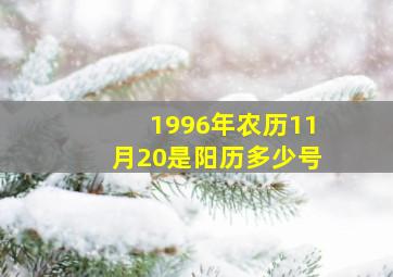 1996年农历11月20是阳历多少号