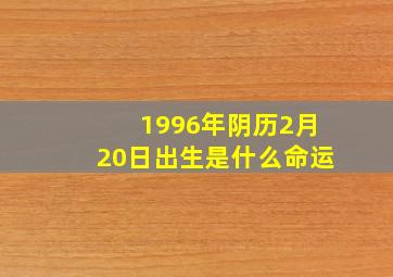 1996年阴历2月20日出生是什么命运