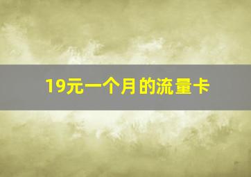 19元一个月的流量卡