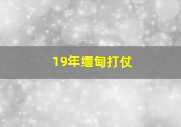 19年缅甸打仗