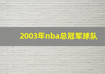 2003年nba总冠军球队