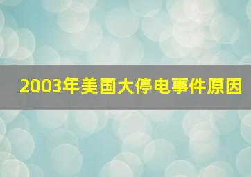 2003年美国大停电事件原因