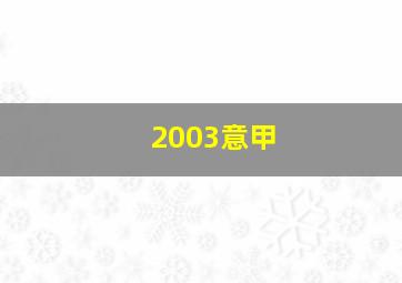 2003意甲