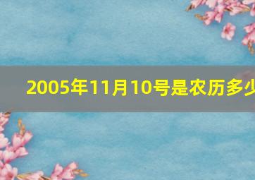 2005年11月10号是农历多少