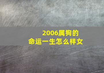 2006属狗的命运一生怎么样女