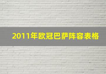 2011年欧冠巴萨阵容表格