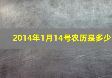 2014年1月14号农历是多少