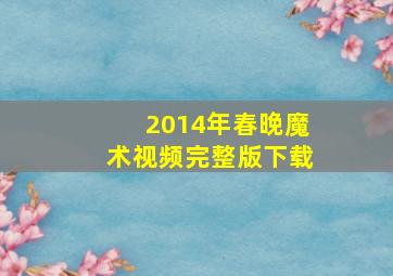 2014年春晚魔术视频完整版下载