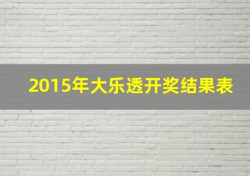 2015年大乐透开奖结果表