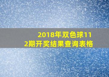 2018年双色球112期开奖结果查询表格