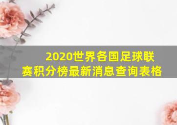 2020世界各国足球联赛积分榜最新消息查询表格