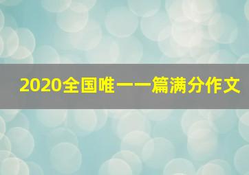 2020全国唯一一篇满分作文