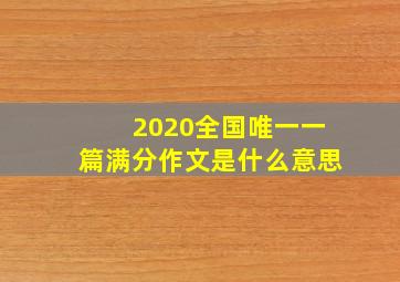 2020全国唯一一篇满分作文是什么意思