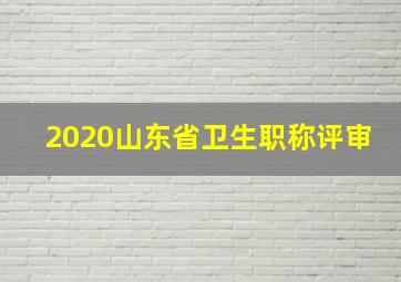 2020山东省卫生职称评审