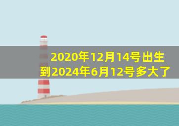 2020年12月14号出生到2024年6月12号多大了