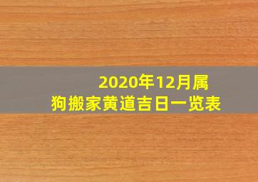 2020年12月属狗搬家黄道吉日一览表