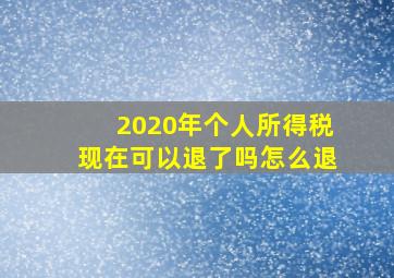 2020年个人所得税现在可以退了吗怎么退