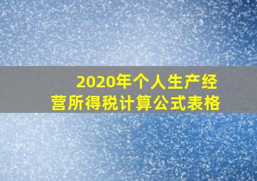 2020年个人生产经营所得税计算公式表格