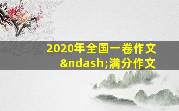 2020年全国一卷作文–满分作文