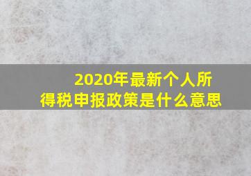 2020年最新个人所得税申报政策是什么意思