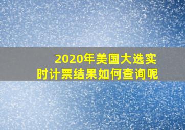 2020年美国大选实时计票结果如何查询呢