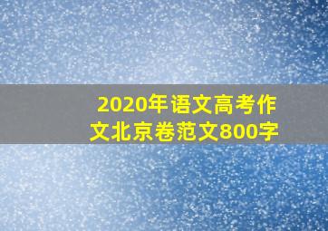 2020年语文高考作文北京卷范文800字