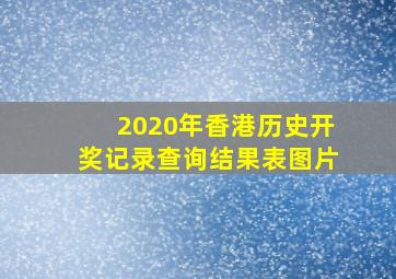 2020年香港历史开奖记录查询结果表图片