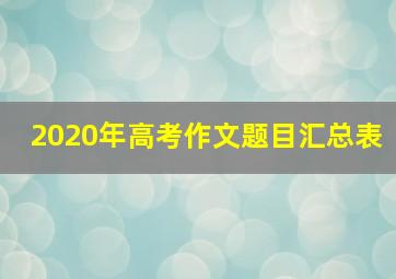 2020年高考作文题目汇总表