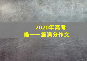 2020年高考唯一一篇满分作文