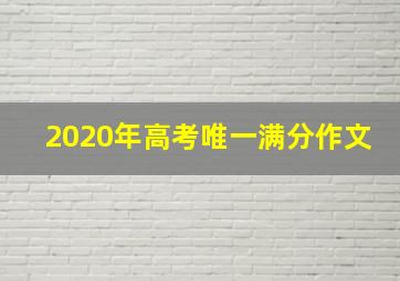 2020年高考唯一满分作文