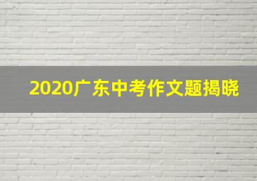 2020广东中考作文题揭晓