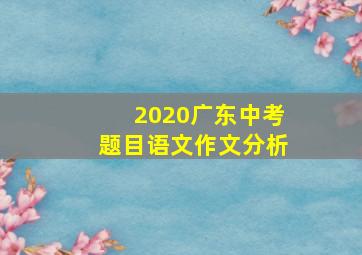 2020广东中考题目语文作文分析