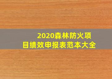 2020森林防火项目绩效申报表范本大全