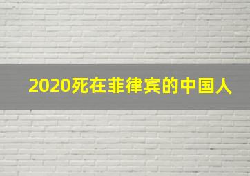 2020死在菲律宾的中国人