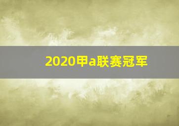 2020甲a联赛冠军