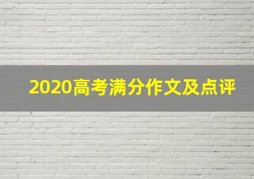 2020高考满分作文及点评