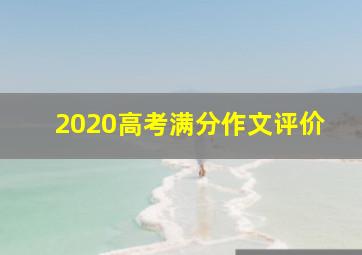 2020高考满分作文评价