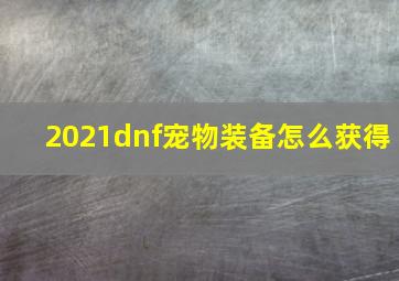 2021dnf宠物装备怎么获得