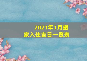 2021年1月搬家入住吉日一览表