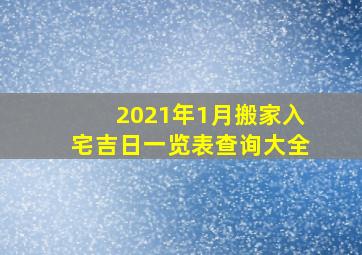 2021年1月搬家入宅吉日一览表查询大全