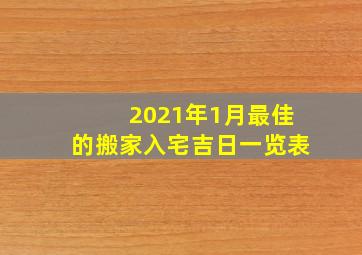 2021年1月最佳的搬家入宅吉日一览表