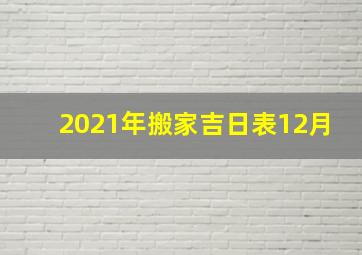 2021年搬家吉日表12月