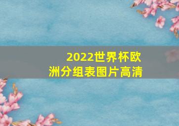 2022世界杯欧洲分组表图片高清