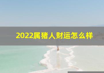 2022属猪人财运怎么样