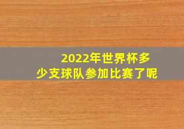 2022年世界杯多少支球队参加比赛了呢