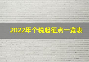 2022年个税起征点一览表