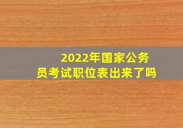 2022年国家公务员考试职位表出来了吗